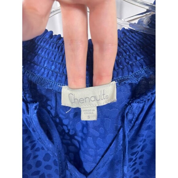 Blue Cheetah Chenault Womens Mock Neck Dress Sz Small Long Sleeve Cinched Waist - Picture 4 of 7